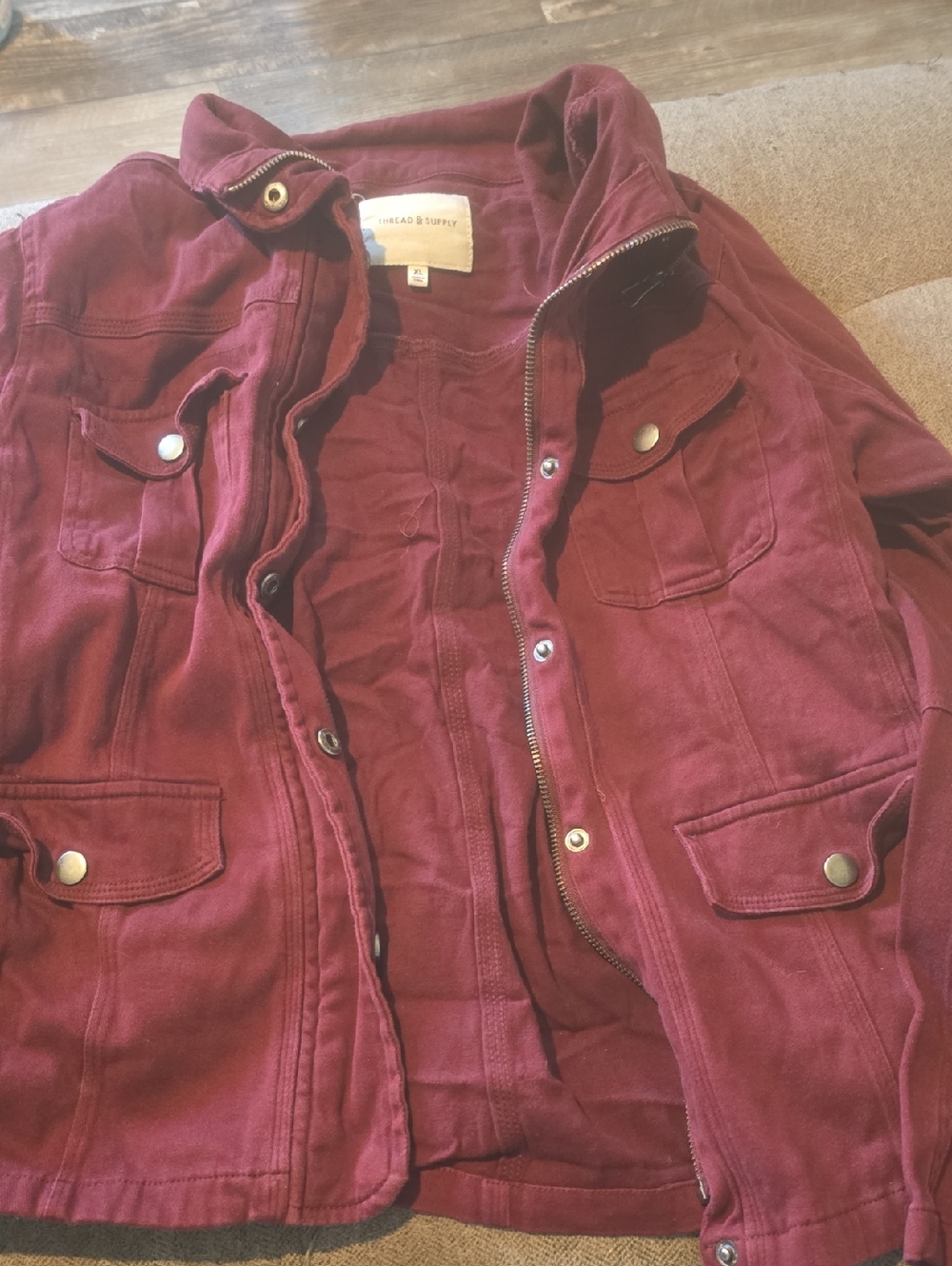 Thread & Supply Burgundy Bomber Jacket